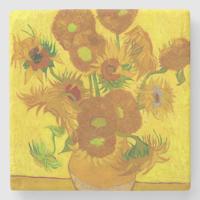 Dessous-de-verre En Pierre Van Gogh Quinze Tournesols Dans Un Vase Art (Devant)