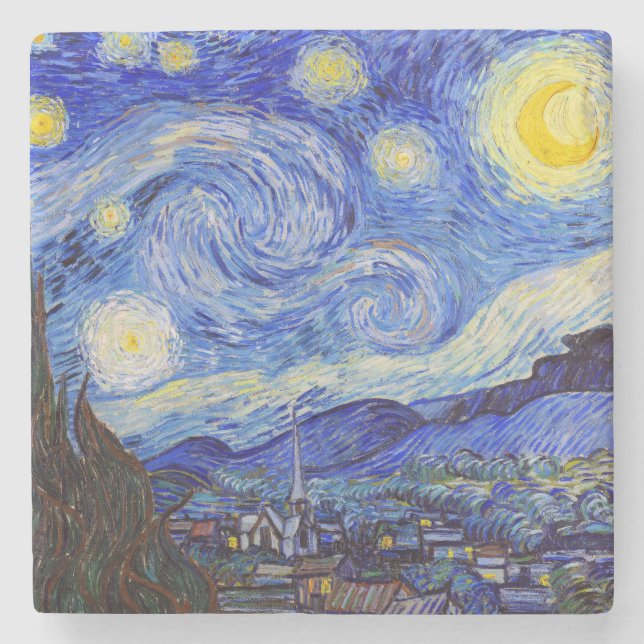 Dessous-de-verre En Pierre Van Gogh , “Starry Night” (Devant)