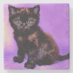 Dessous-de-verre En Pierre Van Gogh Style Chat pourpre