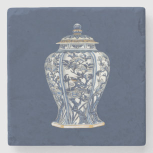 Dessous-de-verre En Pierre Vase en porcelaine bleue et blanche de Vision Stud
