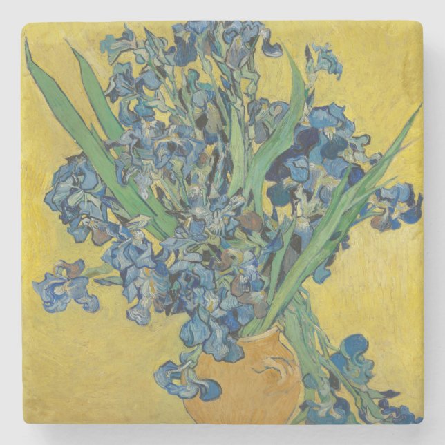 Dessous-de-verre En Pierre Vase Van Gogh avec Iris Classic Impressionnisme (Devant)