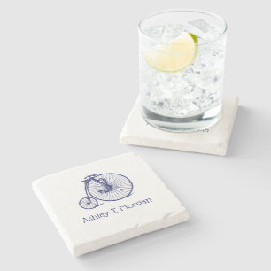 Dessous-de-verre En Pierre Vélo Velocipede Penny Farthing vintage Blu