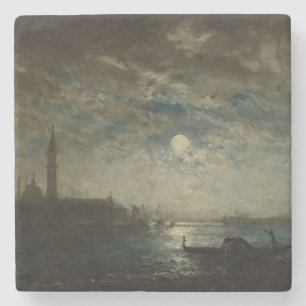 Dessous-de-verre En Pierre Venise et le Campanile au Clair de Lune becomes Ve