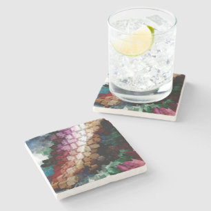 Dessous-de-verre En Pierre Vent foncé centré sur le cube