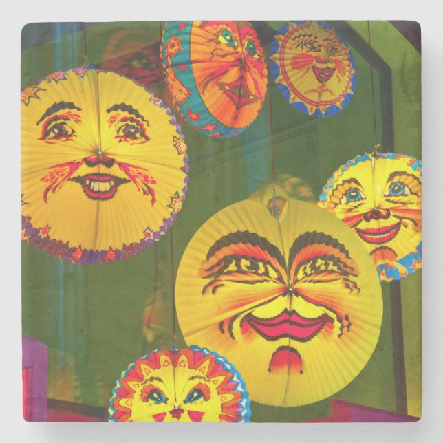 Dessous-de-verre En Pierre Ventilateurs de papier heureux (Devant)