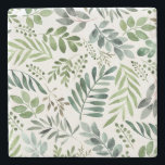 Dessous-de-verre En Pierre Verdure botanique Feuille Aquarelle<br><div class="desc">Rustique Aquarelle verte feuille motif</div>