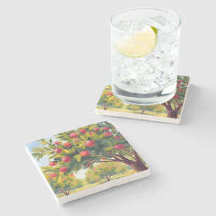 Dessous-de-verre En Pierre Verger de Pommiers Automne Chute Aquarelle