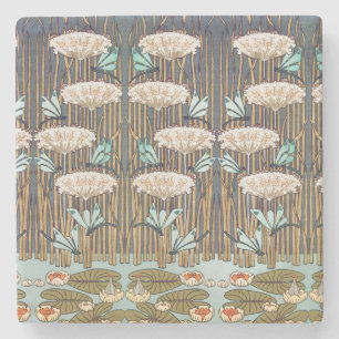 Dessous-de-verre En Pierre Verneuil Dragonfly Water Lily Art Nouveau : Vintag