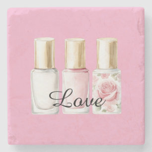Dessous-de-verre En Pierre Vernis à ongles floral rose Pretty Rose