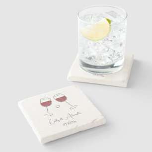 Dessous-de-verre En Pierre Verre rouge Mariage Fiançailles Favoriser