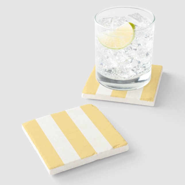 Dessous-de-verre En Pierre Vertikas Jaune Et Blanc (Côté)