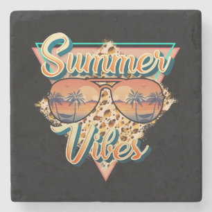 Dessous-de-verre En Pierre Vibes d'été   Lunettes de soleil vintages   Sunset