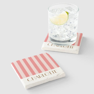 Dessous-de-verre En Pierre Vibrantes Bandes roses colorées Mariage Tendance