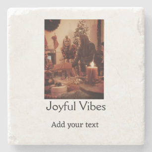 Dessous-de-verre En Pierre Vibrations joyeuses ajout photo famille Noël nom s