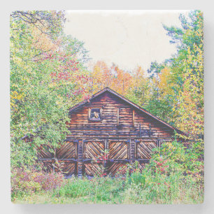 Dessous-de-verre En Pierre Vieille grange à l'automne