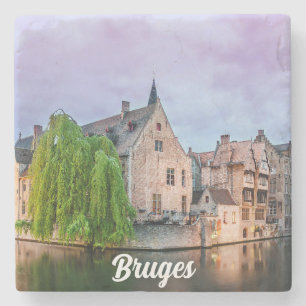 Dessous-de-verre En Pierre Vieille ville de Bruges et tour du Beffroi