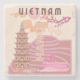 Dessous-de-verre En Pierre Vietnam Travel Art, Retro