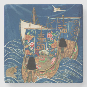 Dessous-de-verre En Pierre Vieux bateau-trésor japonais chanceux G.A. Audsley
