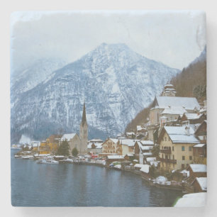 Dessous-de-verre En Pierre Village Hallstatt sur le lac - Salzbourg Autriche