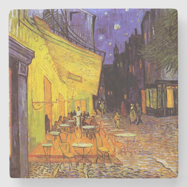 Dessous-de-verre En Pierre Vincent Van Gogh Café Terrasse Au Night Fine Art (Devant)