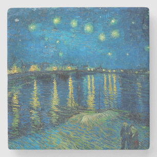 Dessous-de-verre En Pierre Vincent Van Gogh Nuit étoilée sur le Rhône