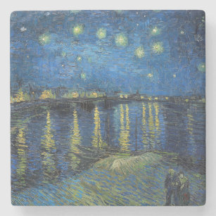 Dessous-de-verre En Pierre Vincent van Gogh - Nuit étoilée sur le Rhône