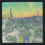 Dessous-de-verre En Pierre Vincent van Gogh - Paysage Lune avec couple<br><div class="desc">Paysage de la Lune / Couple Walking parmi les oliviers dans un paysage montagneux avec Crescent Moon - Vincent van Gogh,  Huile sur toile,  1890</div>