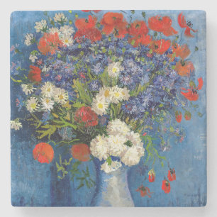 Dessous-de-verre En Pierre Vincent van Gogh - Vase avec des Bleuets & Coqueli