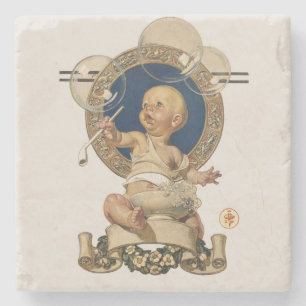 Dessous-de-verre En Pierre Vintage Baby Bubbles par J.C. Leyendecker Nursery