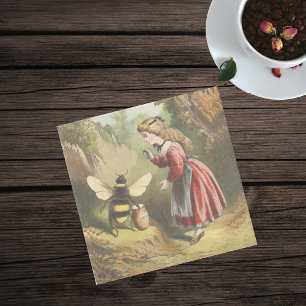 Dessous-de-verre En Pierre Vintage Bee Victorian Girl Honey Pot Forest