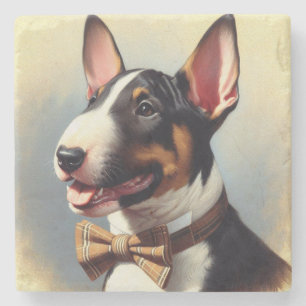 Dessous-de-verre En Pierre Vintage Bull Terrier Peinture Portrait