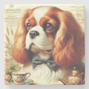 Dessous-de-verre En Pierre Vintage Cavalier King Charles Peinture espagnole