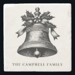 Dessous-de-verre En Pierre Vintage Christmas Bell Nom de famille<br><div class="desc">Élevez votre décor de vacances avec notre Dessous de verre en pierre avec une illustration de cloche de Noël d'inspiration vintage et complexe avec des baies sèches et des rubans. Customisez-le avec votre nom de famille pour ajouter une touche personnelle et festive. Conçu en pierre durable et de haute qualité,...</div>