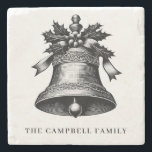 Dessous-de-verre En Pierre Vintage Christmas Bell Nom de famille<br><div class="desc">Élevez votre décor de vacances avec notre Dessous de verre en pierre avec une illustration de cloche de Noël d'inspiration vintage et complexe avec des baies sèches et des rubans. Customisez-le avec votre nom de famille pour ajouter une touche personnelle et festive. Conçu en pierre durable et de haute qualité,...</div>