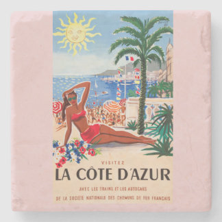 Dessous-de-verre En Pierre Vintage Côte d'Azur Beach Girl