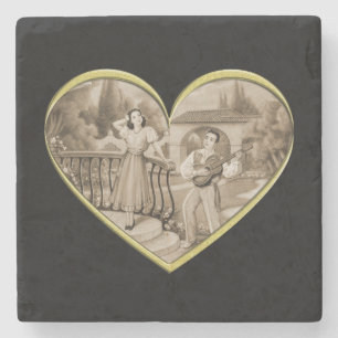 Dessous-de-verre En Pierre Vintage couple Romance, homme et femme amour
