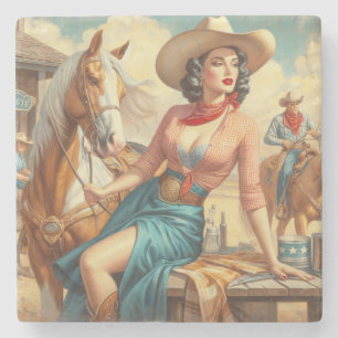 Dessous-de-verre En Pierre Vintage Cowgirl