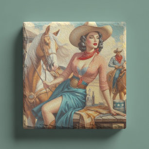 Dessous-de-verre En Pierre Vintage Cowgirl