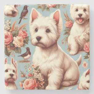 Dessous-de-verre En Pierre Vintage Cute West Highland White Terrier