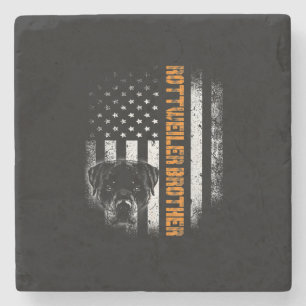 Dessous-de-verre En Pierre Vintage Drapeau drôle Chien Rottweiler Brother Mei
