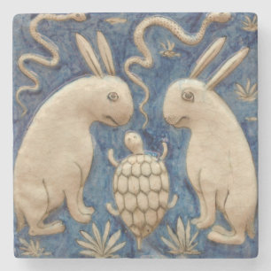 Dessous-de-verre En Pierre Vintage Espagnol Carrelage Animal Rabat Tortue Ble