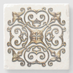 Dessous-de-verre En Pierre Vintage Faux Metal Design Dessous de verre en pier