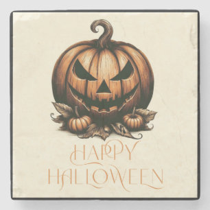 Dessous-de-verre En Pierre Vintage heureux citrouille Halloween
