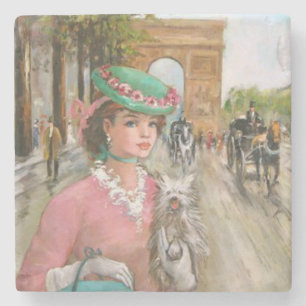Dessous-de-verre En Pierre Vintage Lady in Pink Fine Art