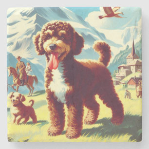 Dessous-de-verre En Pierre Vintage Lagotto Romagnolo Peinture de chien
