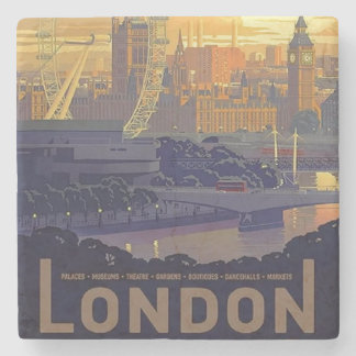 Dessous-de-verre En Pierre Vintage Londres Big Ben Parlement Thames River