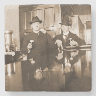 Dessous-de-verre En Pierre Vintage Men Drinking Beer
