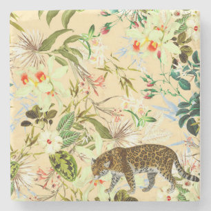 Dessous-de-verre En Pierre Vintage Moderne Fleur Tiger Jungle