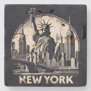 Dessous-de-verre En Pierre Vintage New York