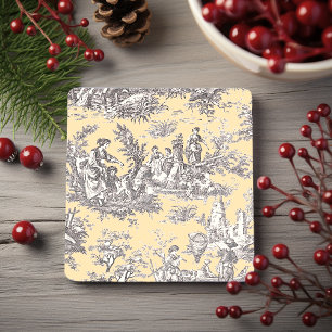 Dessous-de-verre En Pierre Vintage noir jaune toile de jouy motif